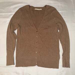 Light Academia Tan Brown Textured Ribbed Neutral Cardigan Women's Size XL